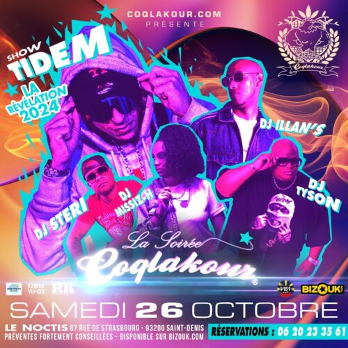 LA SOIREE COQLAKOUR Samedi 26 Octobre 2024 au NOCTIS – TIDEM